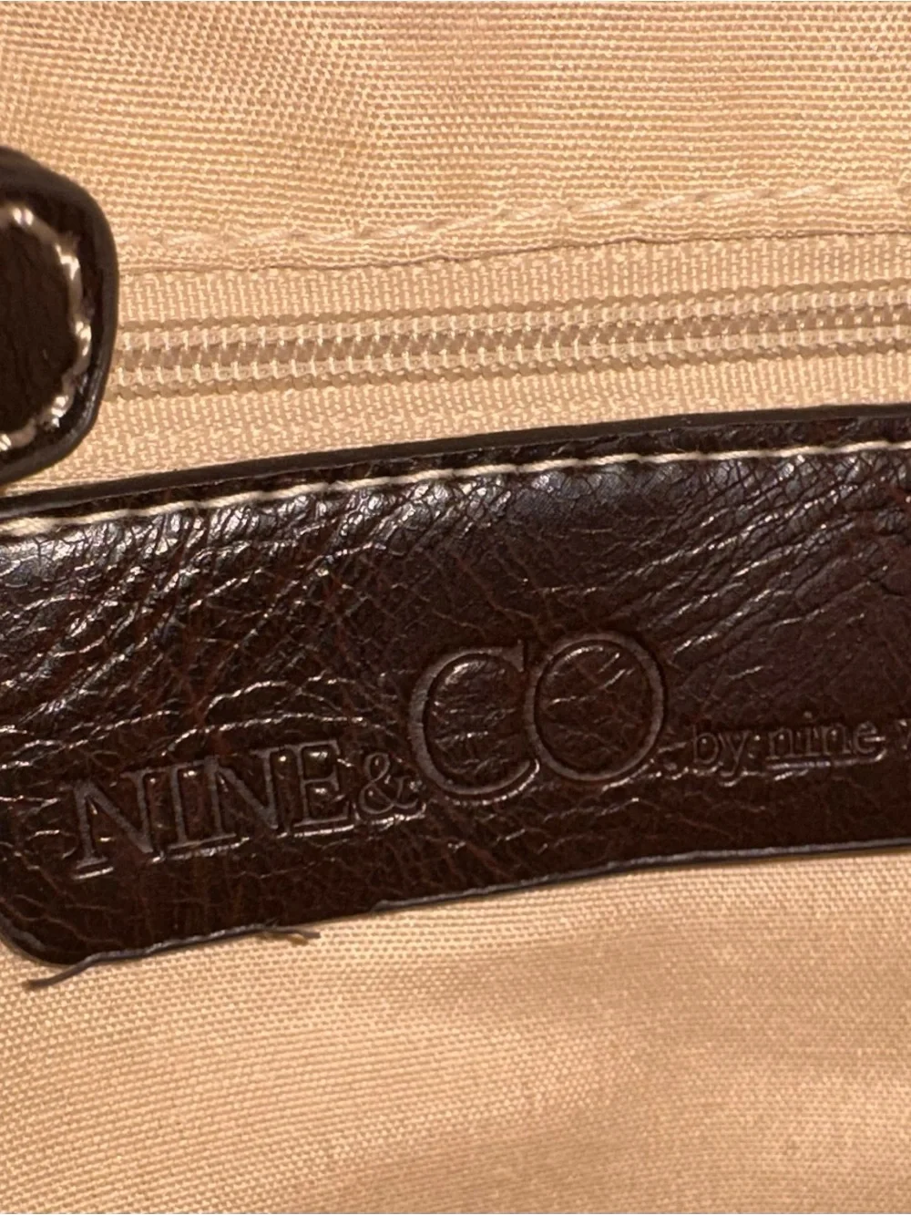 Nine & Co. Pink Red Crossbody with Brown Trim